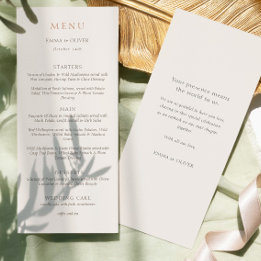 Elegant Ivory Copper Script Double Side Wedding Menükarte