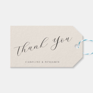 Elegant Ivory Cream Calligraphy Wedding Vielen Dan Geschenkanhänger