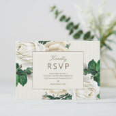 Elegant Ivory Cream Floral Wedding RSVP (Stehend Vorderseite)