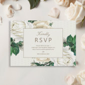 Elegant Ivory Cream Floral Wedding RSVP Karte