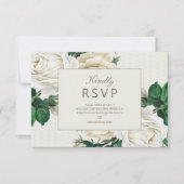 Elegant Ivory Cream Floral Wedding RSVP Karte (Vorderseite)