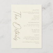 Elegant Ivory Cream Minimalist Wedding Begleitkarte (Vorderseite)