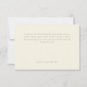 Elegant Ivory Cream Minimalist Wedding Dankeskarte (Rückseite)