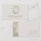 Elegant Ivory Cream Pearl Monogram Visitenkarte (Vorne/Hinten)