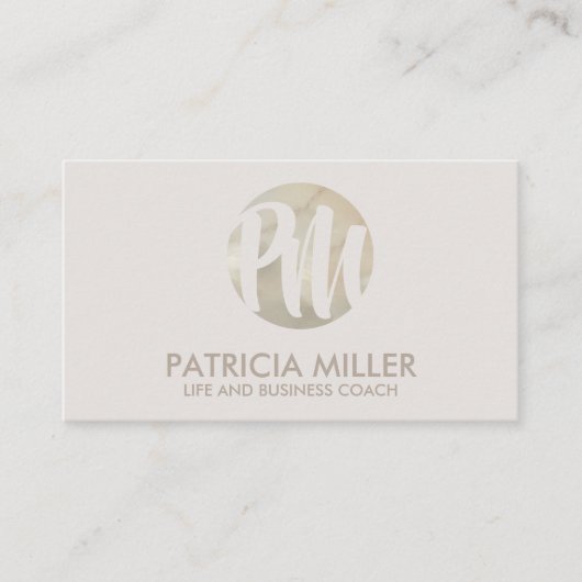 Elegant Ivory Cream Pearl Monogram Visitenkarte (Vorderseite)