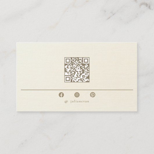 Elegant Ivory Creamy Gold Shiny Circle Monogram Visitenkarte (Rückseite)