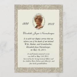Elegant Ivory Damask Foto Death Ankündigung