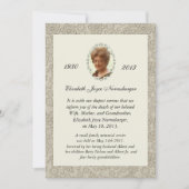 Elegant Ivory Damask Foto Death Ankündigung (Vorderseite)