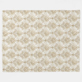 Elegant Ivory Damask Zeitlose Verzierte Muster Fleecedecke (Vorderseite (Horizontal))