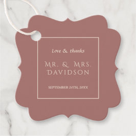 Elegant Ivory Dark Peach Frame Typografy Wedding Geschenkanhänger