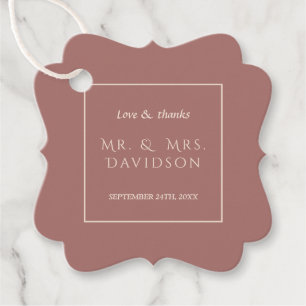 Elegant Ivory Dark Peach Frame Typografy Wedding Geschenkanhänger