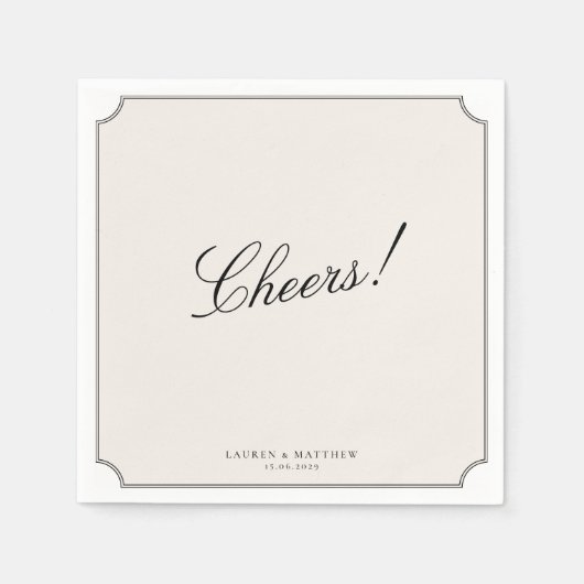 Elegant Ivory Double Frame Wedding Napkins Serviette (Vorderseite)