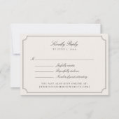 Elegant Ivory Double Frame Wedding RSVP Card (Vorderseite)