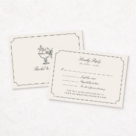 Elegant Ivory Double Frame Wedding RSVP Card