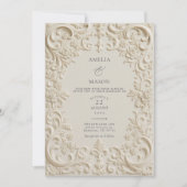 Elegant Ivory Embossed Style Baroque Wedding Einladung (Vorderseite)