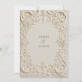 Elegant Ivory Embossed Style Baroque Wedding Einladung (Rückseite)