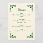 Elegant Ivory & Emerald Floral Wedding Menu Begleitkarte (Vorderseite)
