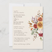 Elegant Ivory Fall Floral Wedding Einladung (Vorderseite)