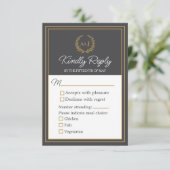 Elegant Ivory Faux Gold 3 Meal Choices Wedding RSVP Karte (Stehend Vorderseite)