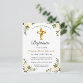 Elegant Ivory Floral Baby Taufe Postkarte (Stehend Vorderseite)