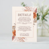 Elegant Ivory Floral Boho Chic Hochzeitsdetails Begleitkarte (Stehend Vorderseite)