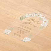 Elegant Ivory Floral Bridal Akryllische Einladung (Ablage )