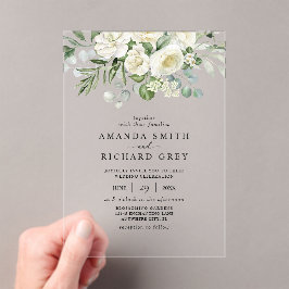 Elegant Ivory Floral & Greenery Eucalyptus Wedding Acryleinladungen