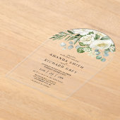 Elegant Ivory Floral & Greenery Eucalyptus Wedding Acryleinladungen (Ablage )