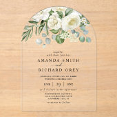 Elegant Ivory Floral & Greenery Eucalyptus Wedding Acryleinladungen (Vorderseite)