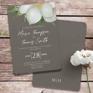 Elegant Ivory Floral Magnolia Hochzeit Custom Einladung
