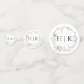 Elegant Ivory Floral Monogram Wedding Confetti Konfetti (Vorderseiten)