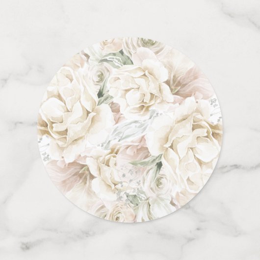 Elegant Ivory Floral Monogram Wedding Confetti Konfetti (Mittel Rückseite)