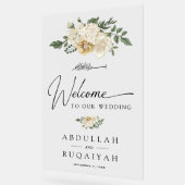 Elegant Ivory Floral Muslim Wedding Welcome Acrylschild (Winkel)