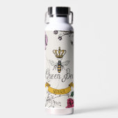 Elegant Ivory Floral Queen Bee Personalisiert Trinkflasche (Vorne)