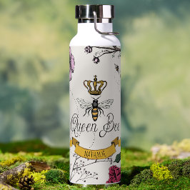 Elegant Ivory Floral Queen Bee Personalisiert Trinkflasche