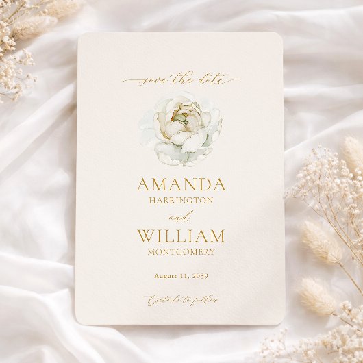 Elegant Ivory Floral Save the Date Card Einladung