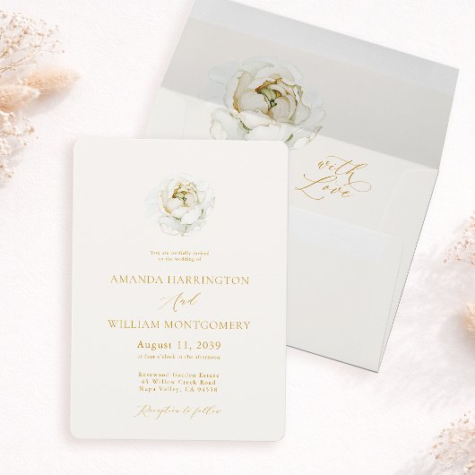Elegant Ivory Floral Wedding Invitation Einladung