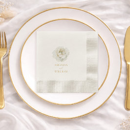 Elegant Ivory Floral Wedding Serviette