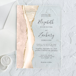 Elegant Ivory Gold Agate Wedding Acryleinladungen