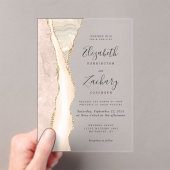 Elegant Ivory Gold Agate Wedding Acryleinladungen (Insitu (Handheld))