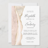 Elegant Ivory Gold Agate Wedding Einladung (Vorderseite)