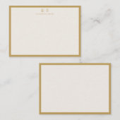 Elegant Ivory Gold Border Monogram Mitteilungskarte (Vorne/Hinten)