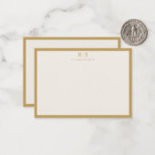 Elegant Ivory Gold Border Monogram Mitteilungskarte (Vorderseite/Rückseite Beispiel)
