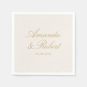 Elegant Ivory Gold Calligraphy Monogram Wedding Serviette (Vorderseite)