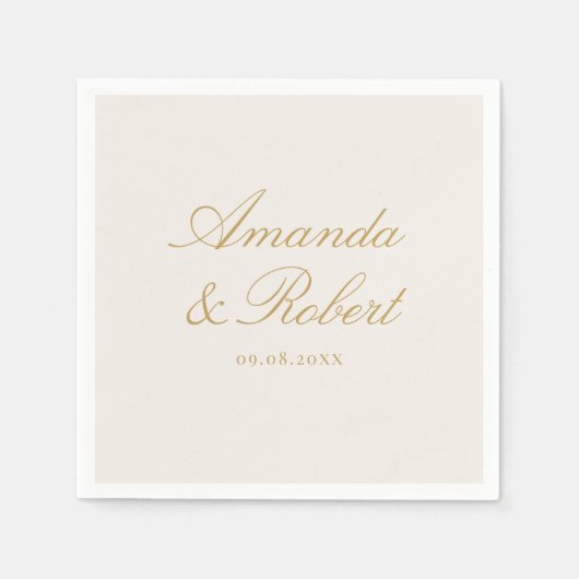 Elegant Ivory Gold Calligraphy Monogram Wedding Serviette (Vorderseite)