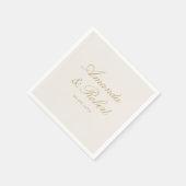 Elegant Ivory Gold Calligraphy Monogram Wedding Serviette (Ecke)