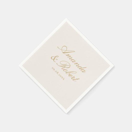 Elegant Ivory Gold Calligraphy Monogram Wedding Serviette (Ecke)