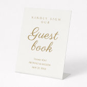 Elegant Ivory Gold Guest Book Message Sockelschild