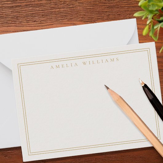 Elegant Ivory Gold Minimalistisch zwei Grenzen Mitteilungskarte