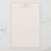 Elegant Ivory Gold Three Letter Monogram Briefpapier (Vorderseite)